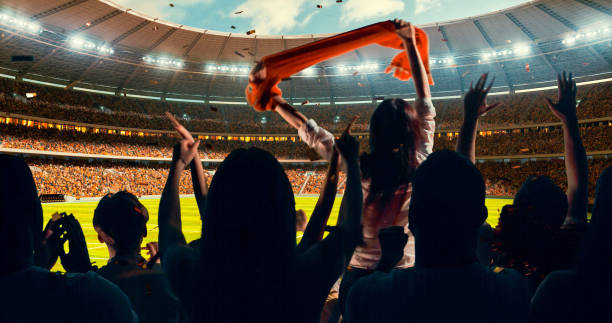 Global stadium crowd cheering during major international sports event