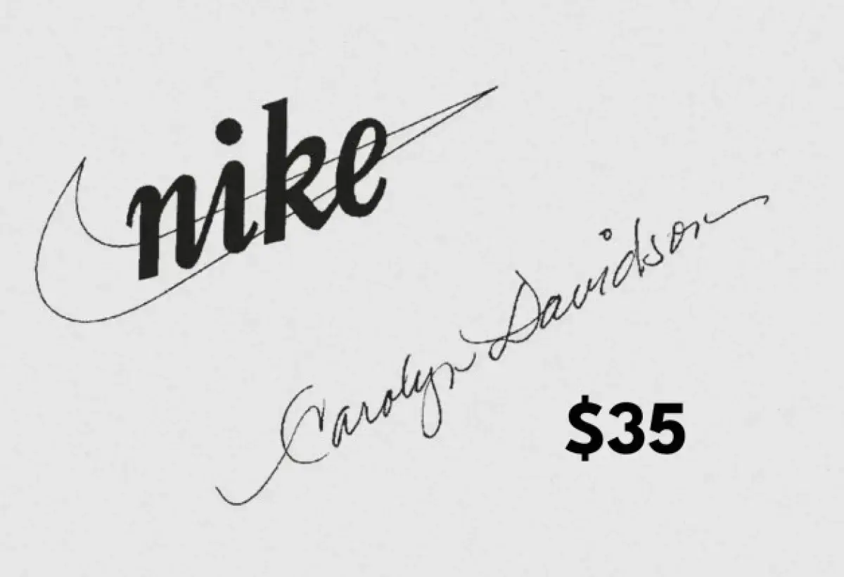 Original Nike swoosh logo design sketch