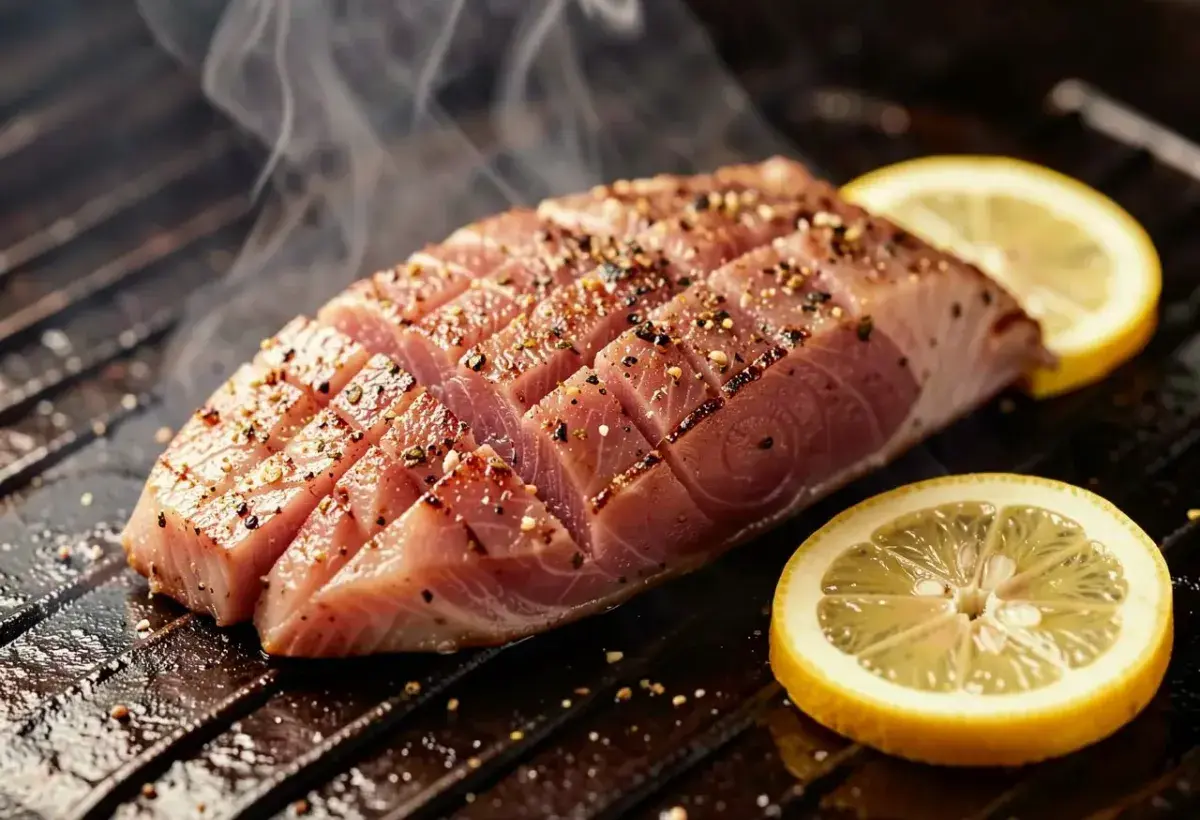 Seshimo tuna back cut prepared for grilling