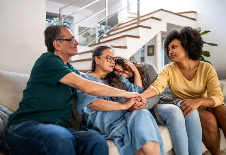 Filipino multigenerational family navigating home stress.