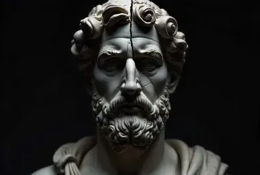 Statue half in shadow representing the distortion of Nietzsche’s ideas.