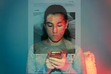 Digital self-reflection showing the difference between filtered and real identity