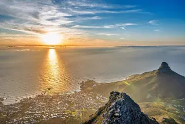 Table Mountain overlooking Cape Town at sunset