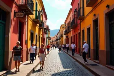 American retirees walking through the colorful streets of San Miguel de Allende, Mexico