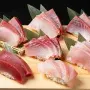 Assorted tuna cuts from otoro to akami displayed for sushi preparation