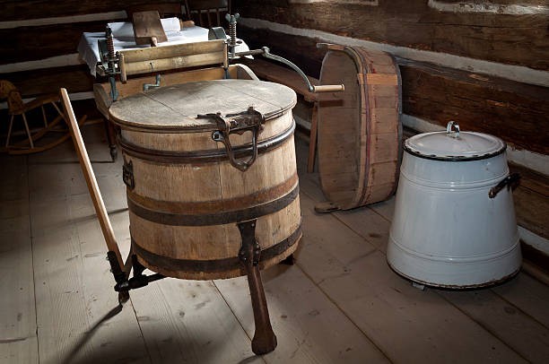 Early machines were hand-powered.